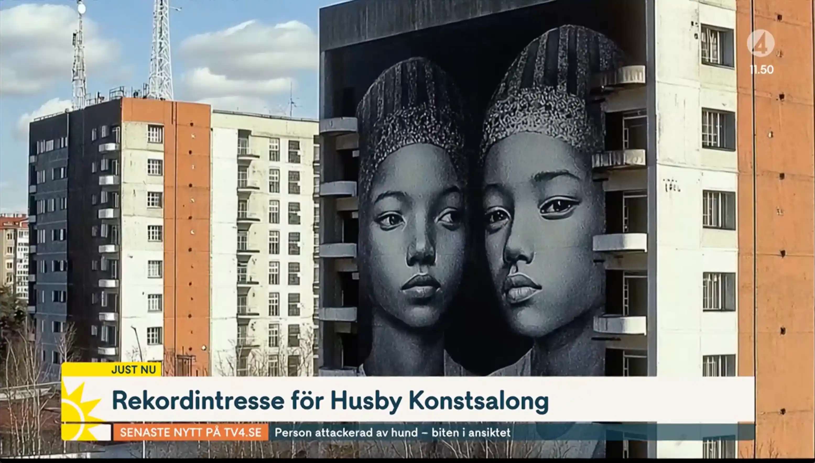 TV4 news segment on the Tänk Om mural in Husby