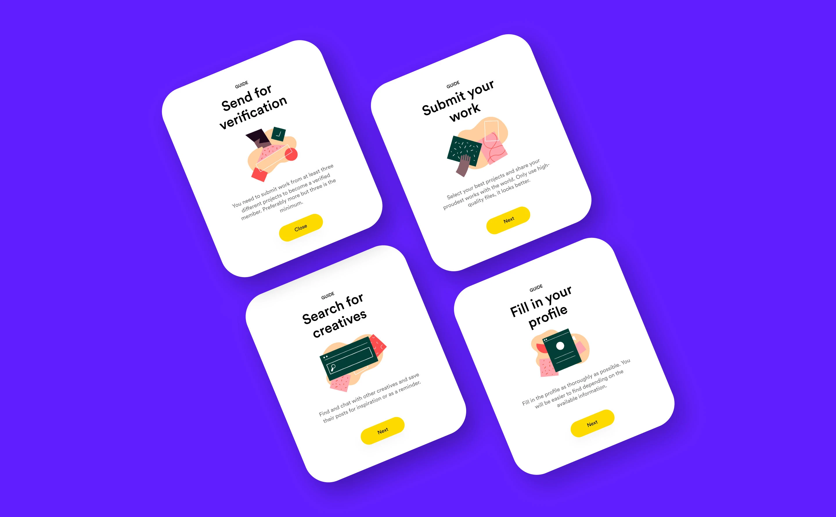 Afripedia platform — onboarding guide cards