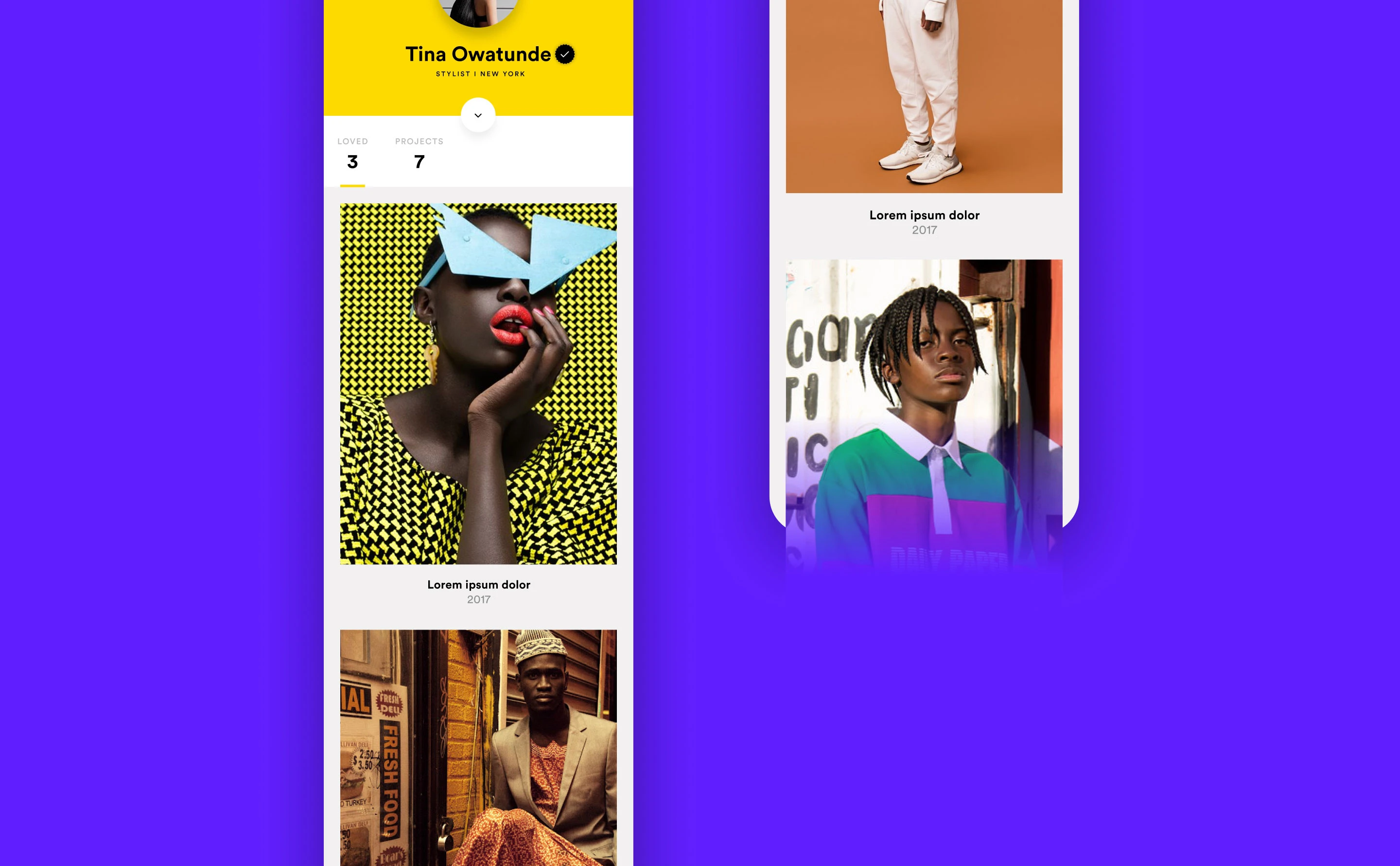 Afripedia platform — creative profile page, mobile